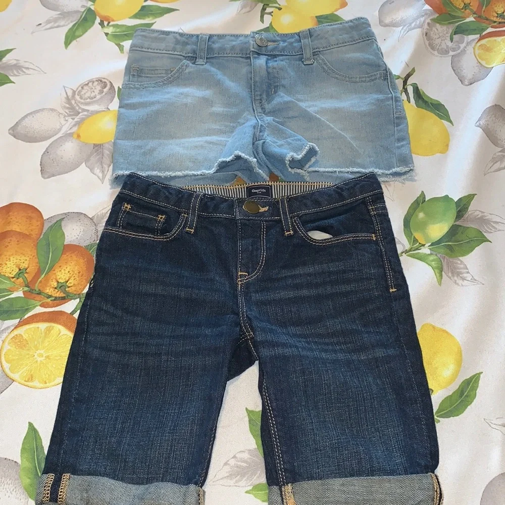 Gap Dark Wash Rolled Bottom & Cherokee Light Wash Cut Off Jean Shorts sz 8